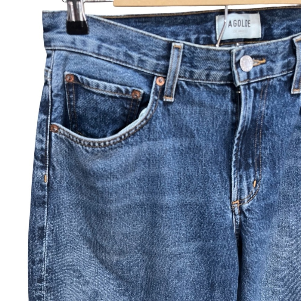 Agolde Blue Clara Low Rise  Baggy Flare Jeans Raw Hen - Picture 3 of 11